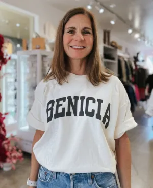 Benicia Varsity Tee White