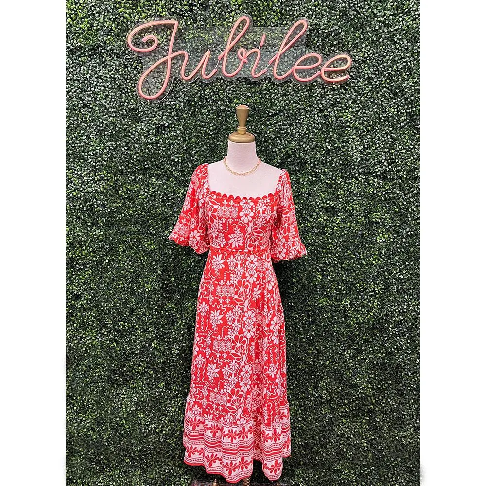 Bernice Vermillion Midi Dress