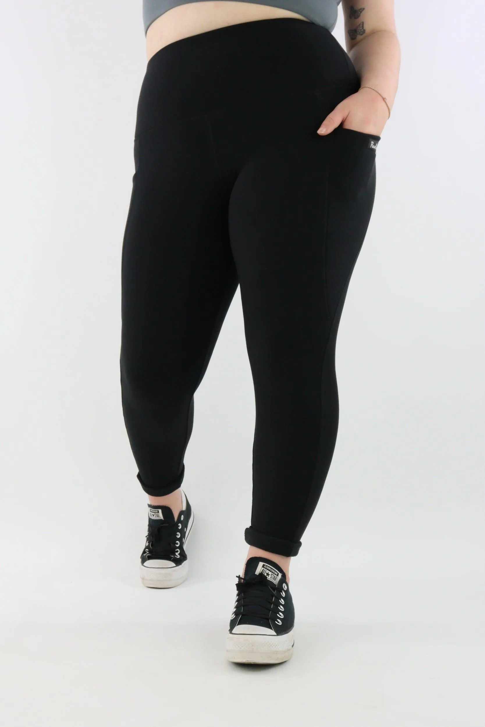 Black - Fleece - Leg Pockets - Full Leggings