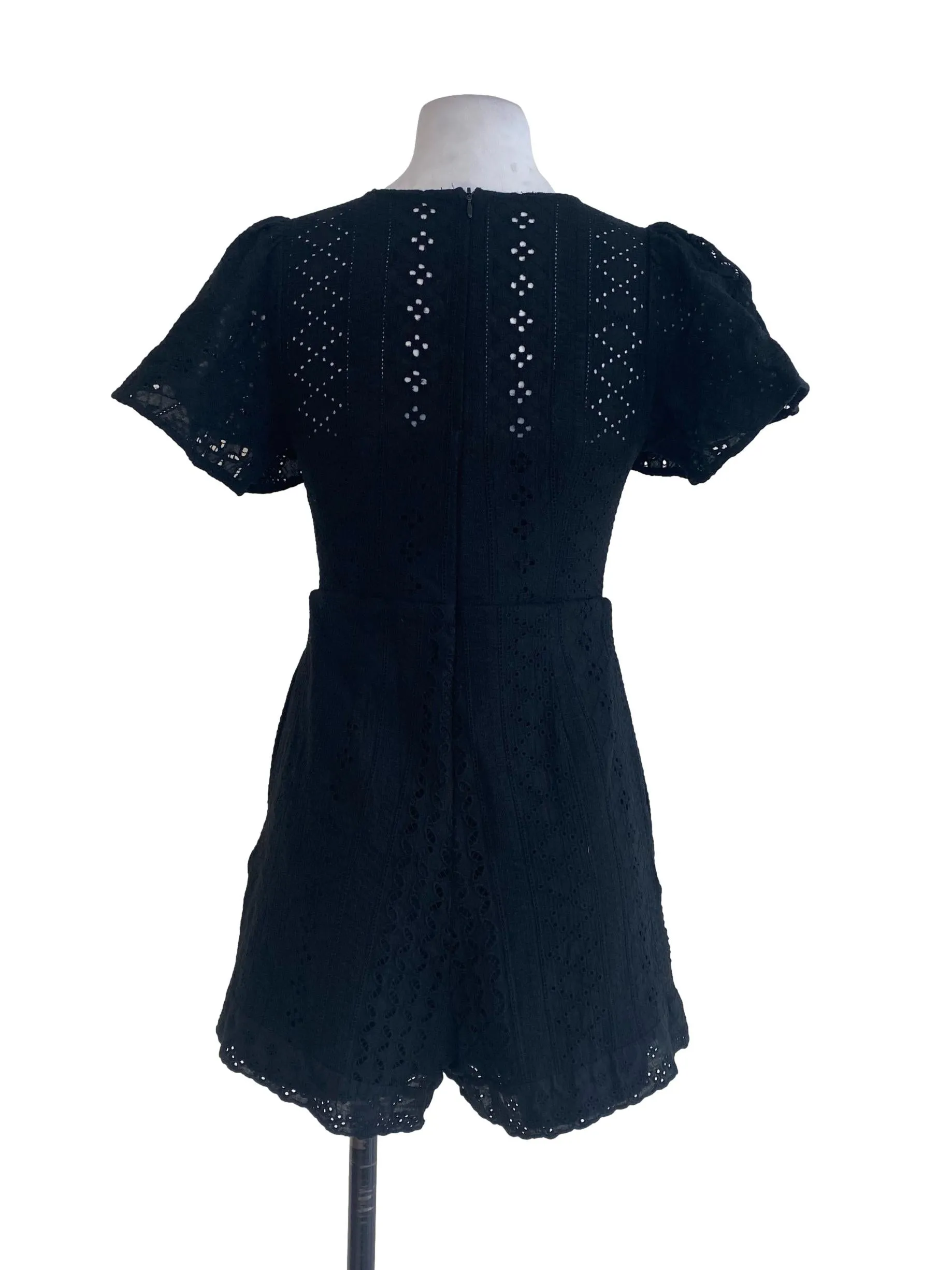 Black Floral Emroidered Rompers