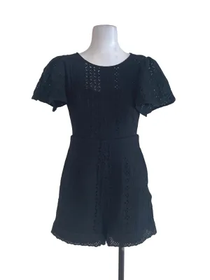 Black Floral Emroidered Rompers
