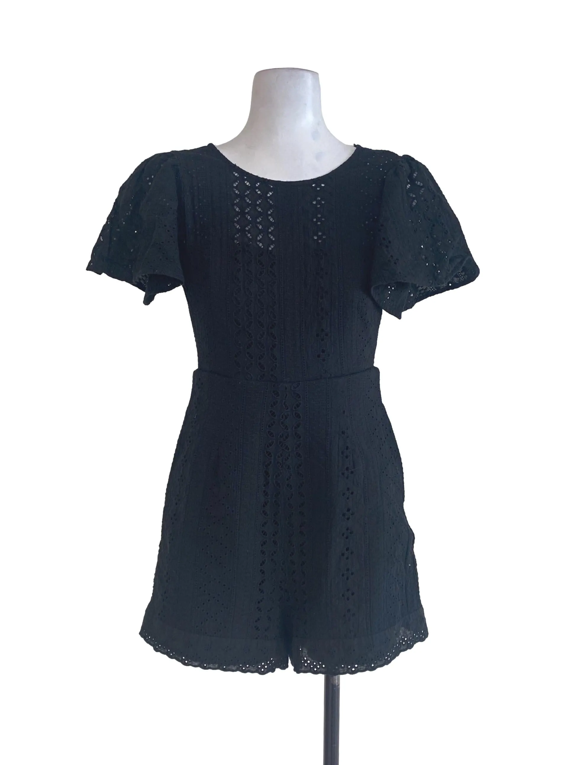 Black Floral Emroidered Rompers