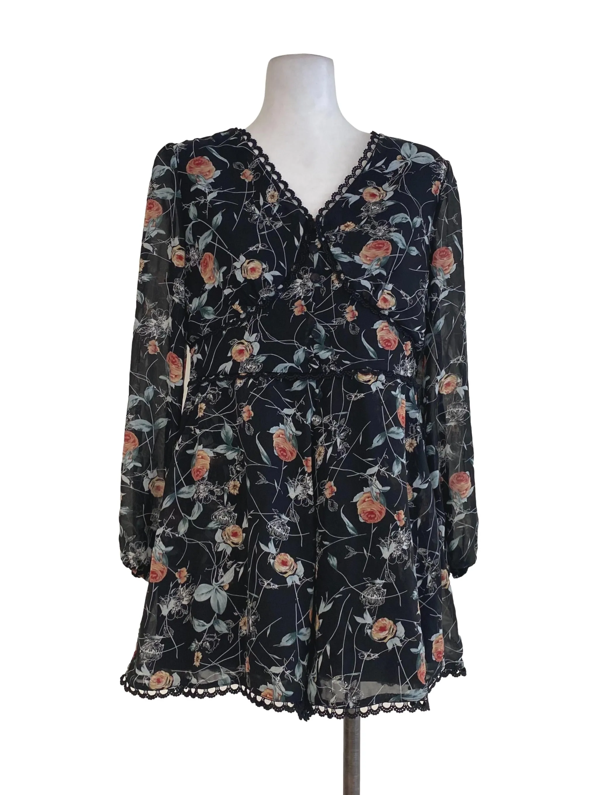 Black Floral Romper