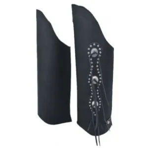 Black Hard Leather Studded Leggings with Conchos