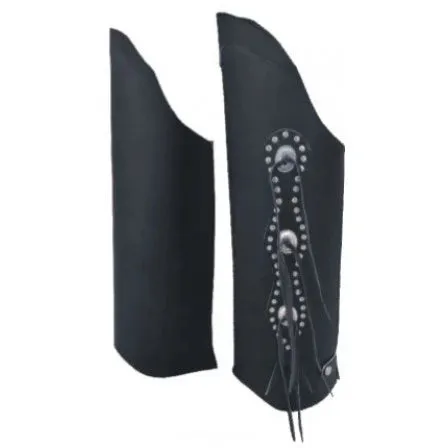 Black Hard Leather Studded Leggings with Conchos