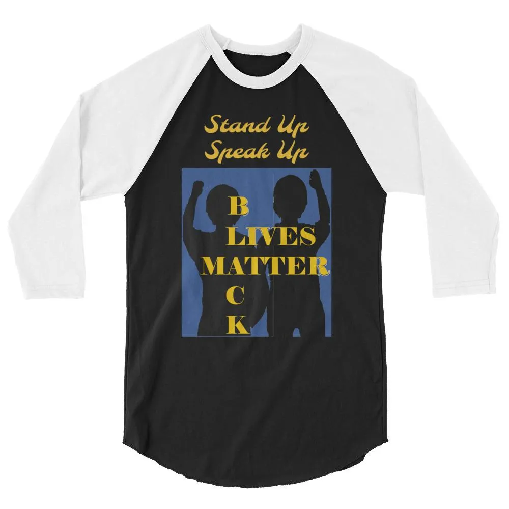 Black Lives Matter 3/4 sleeve raglan shirt