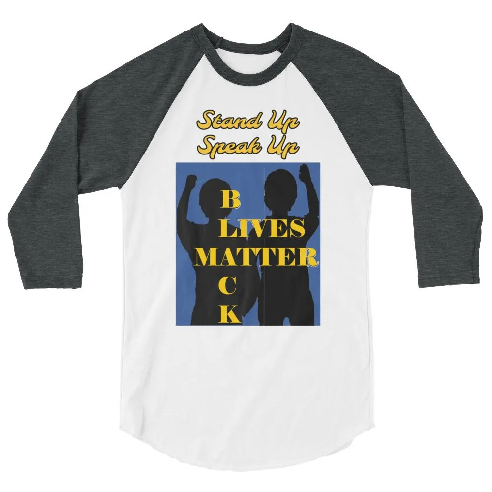 Black Lives Matter 3/4 sleeve raglan shirt