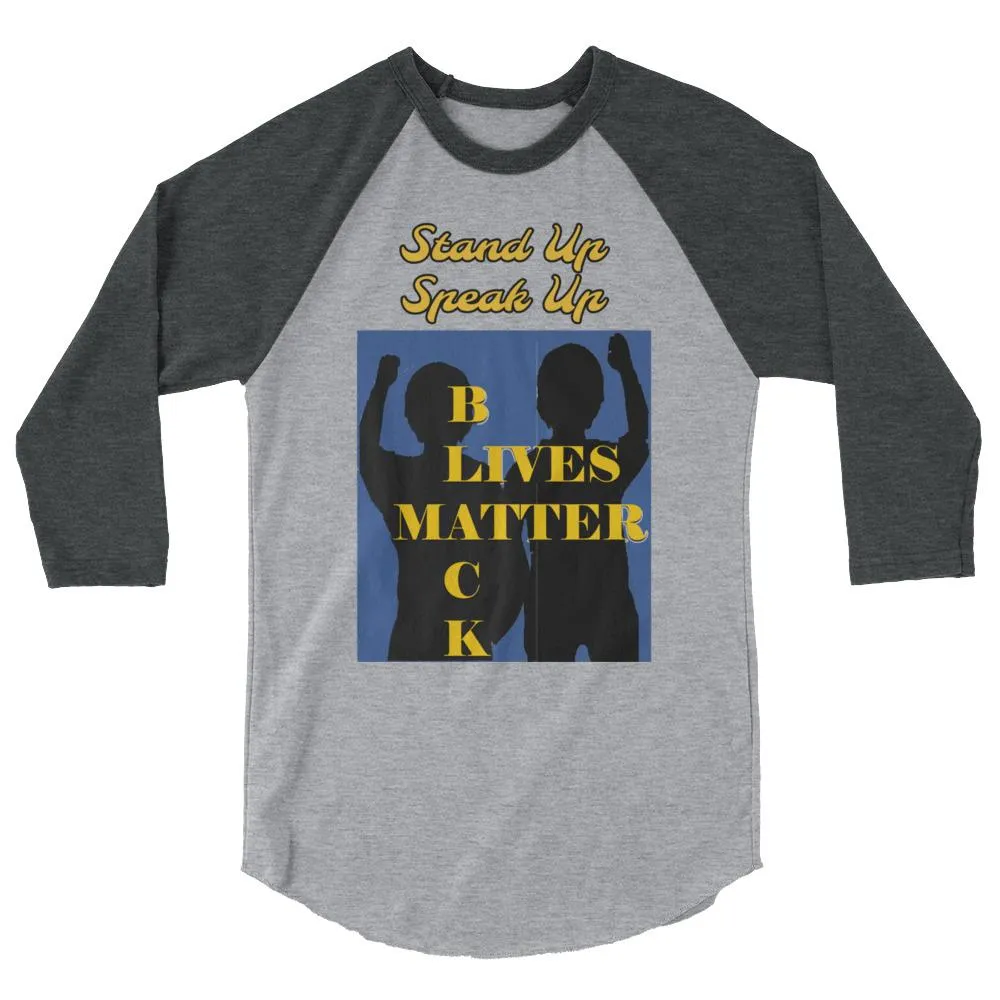 Black Lives Matter 3/4 sleeve raglan shirt