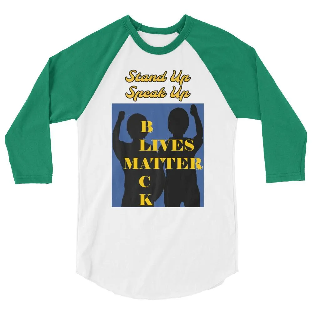 Black Lives Matter 3/4 sleeve raglan shirt