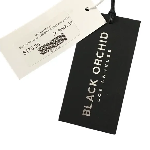 Black‎ Orchid High Rise Ankle Fray Luxury Black Jeans Sz 29 $170 NWT