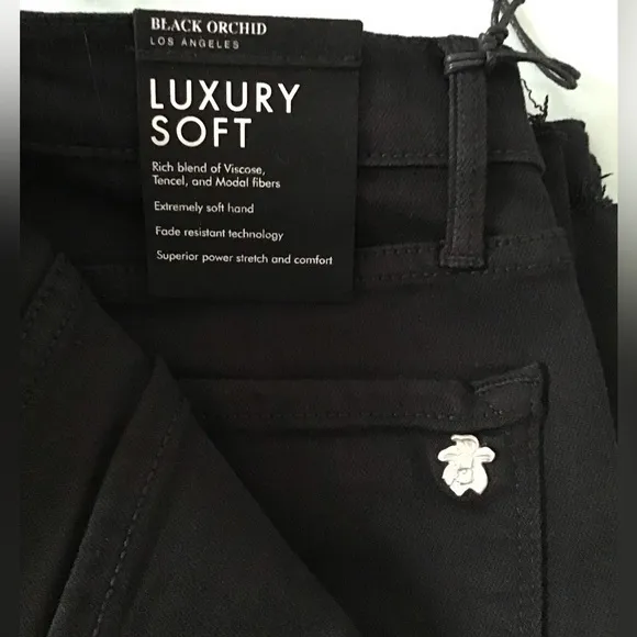 Black‎ Orchid High Rise Ankle Fray Luxury Black Jeans Sz 29 $170 NWT