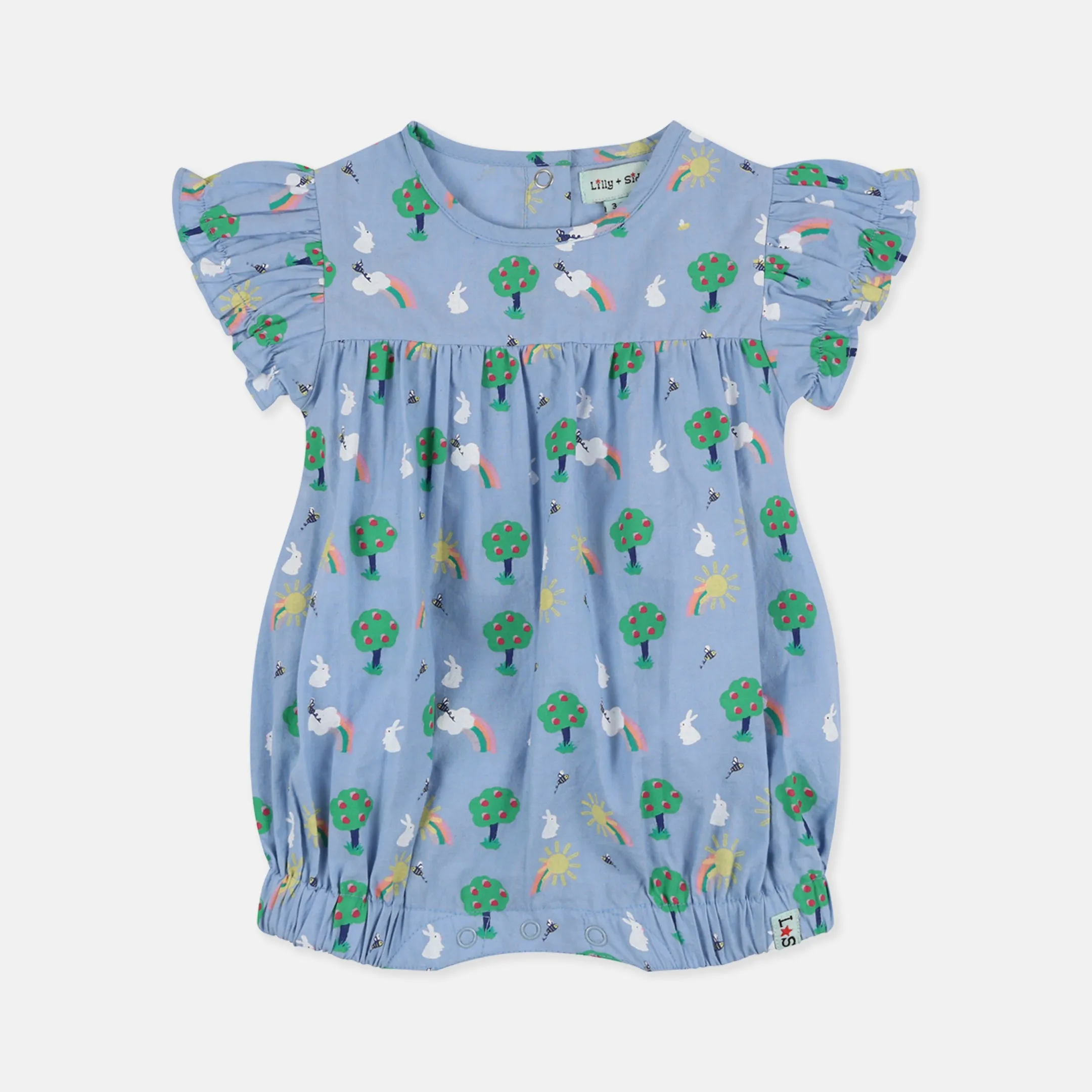 Blue Bunny Print Romper