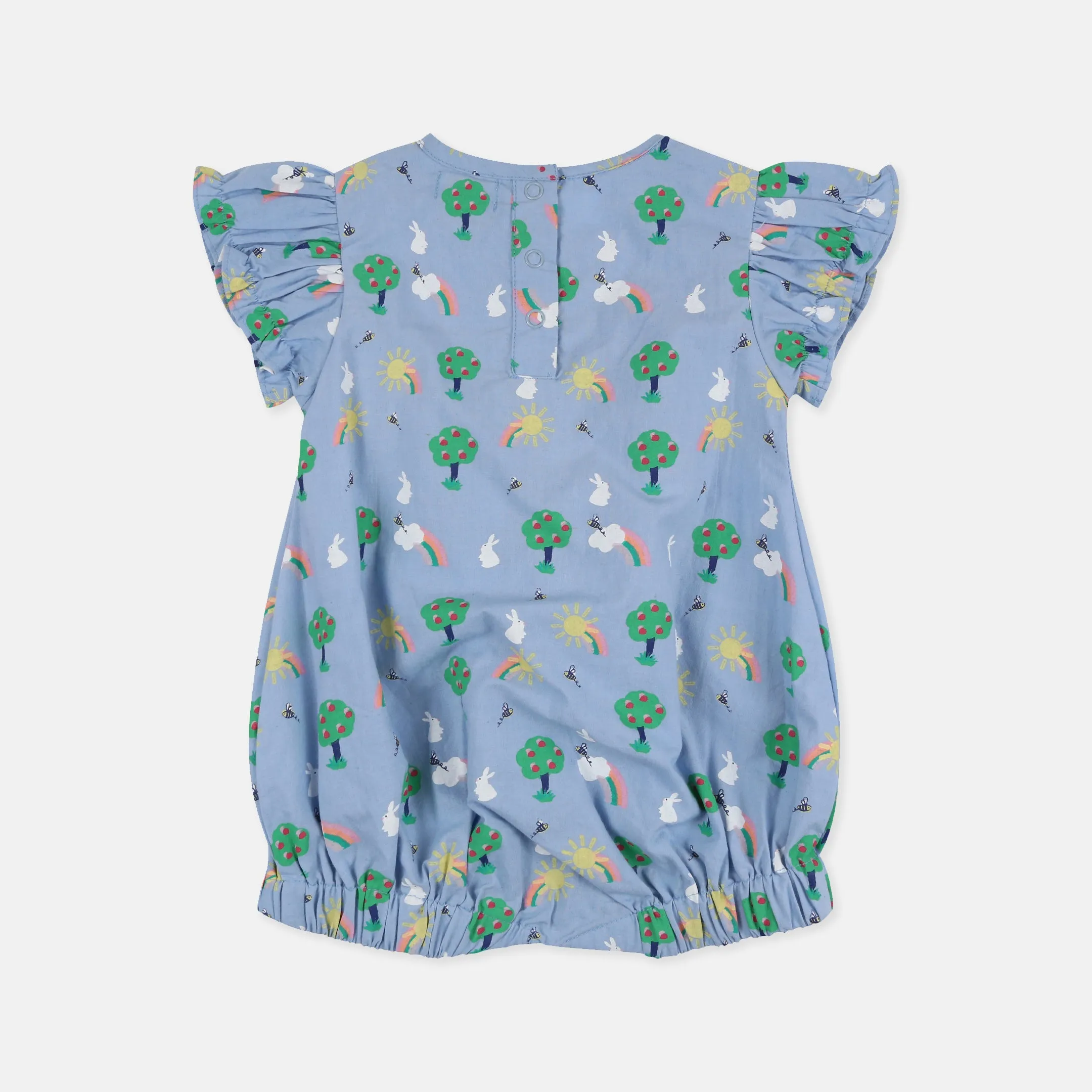 Blue Bunny Print Romper