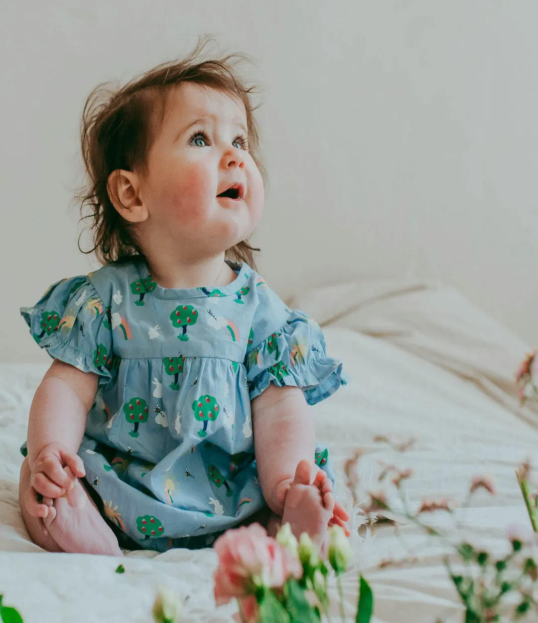 Blue Bunny Print Romper