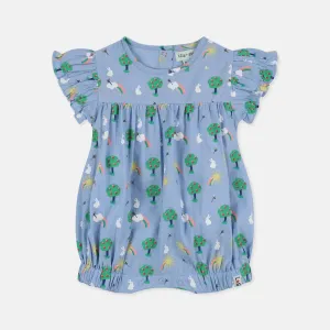 Blue Bunny Print Romper