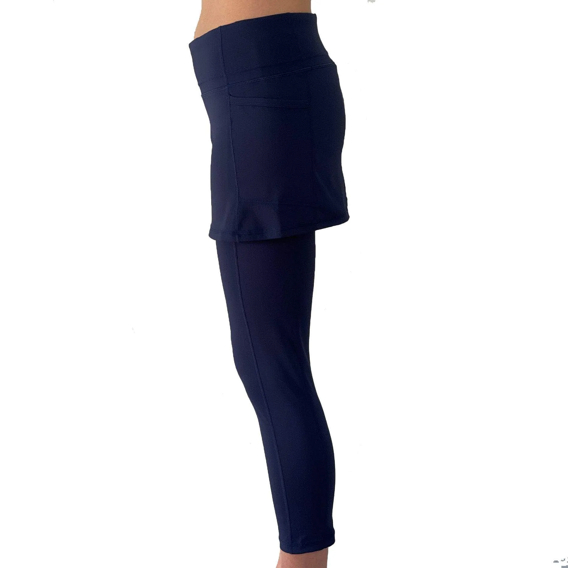 Blueberry 7/8th's Ankle Length Skirted Leggings with Pockets