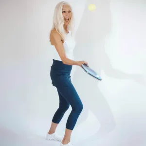 Blueberry 7/8th's Ankle Length Skirted Leggings with Pockets