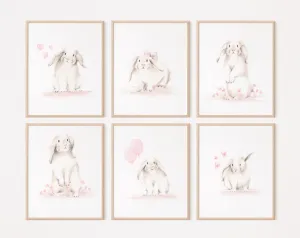 Blush Bunnies Nursery Art Prints - Set of 6