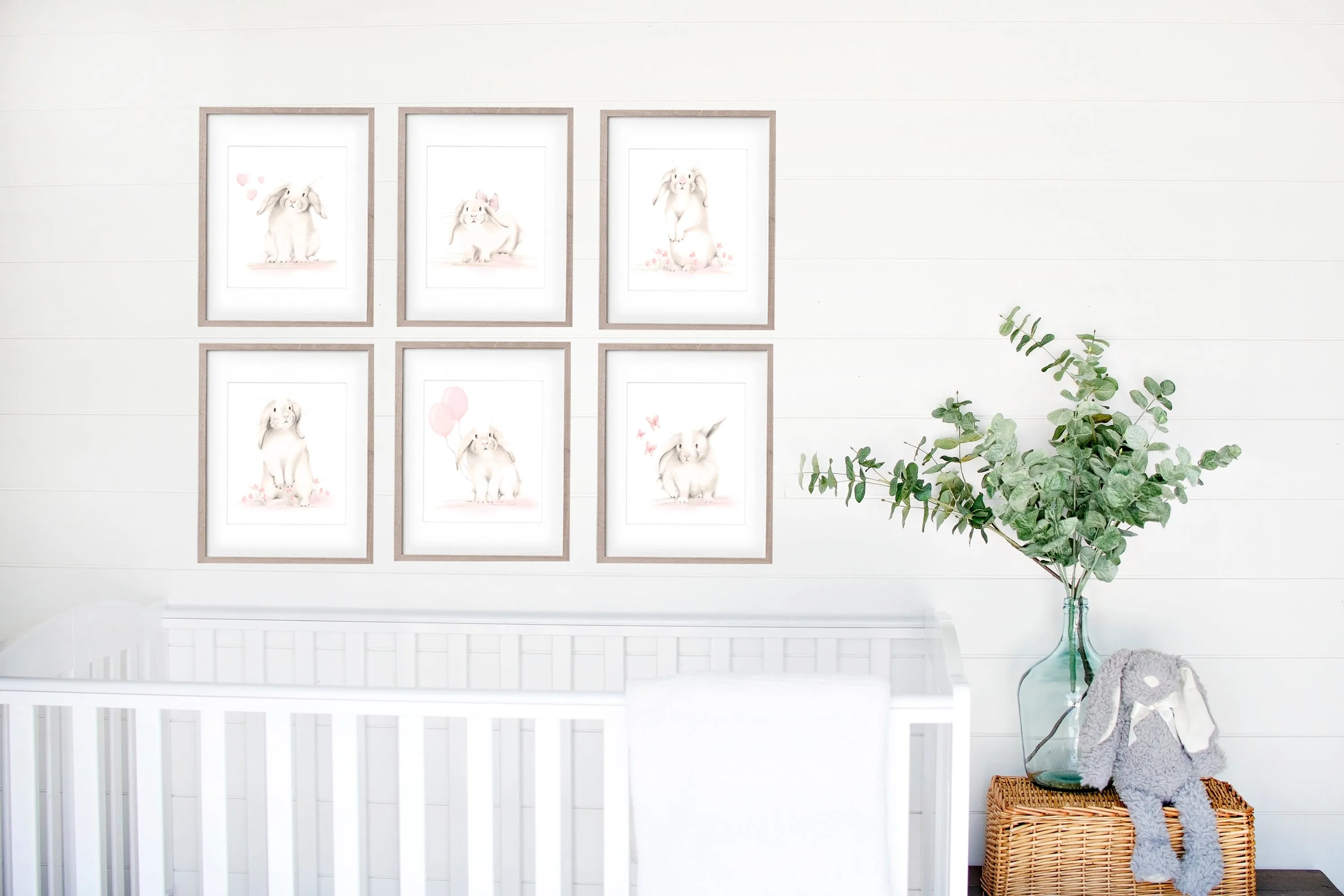 Blush Bunnies Nursery Art Prints - Set of 6