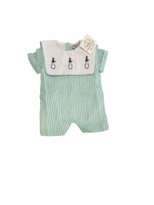 Boys Child Size 9 Months Southern Sass Smocks Mint print Rompers