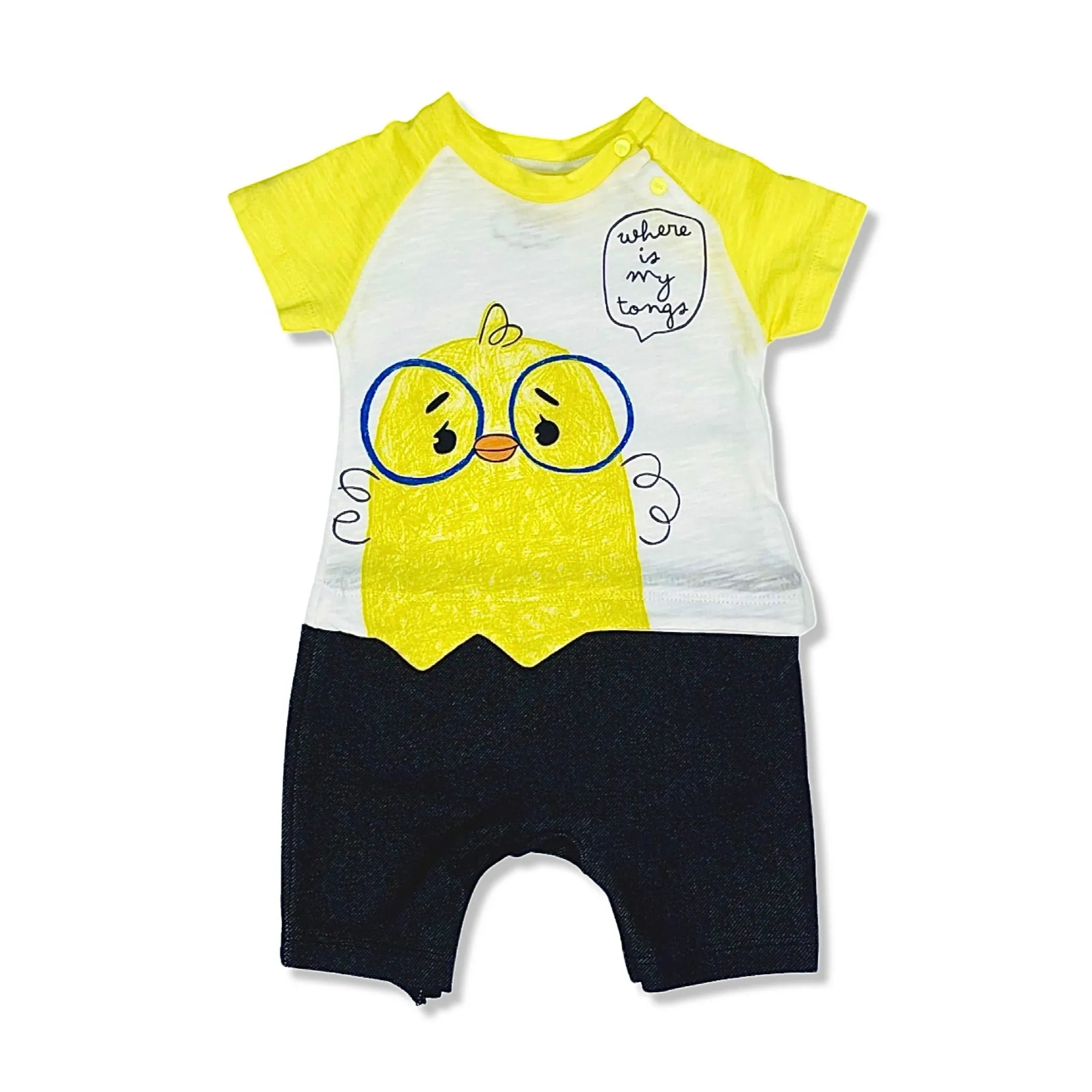 Boys Summer Romper - Baby Chick Print