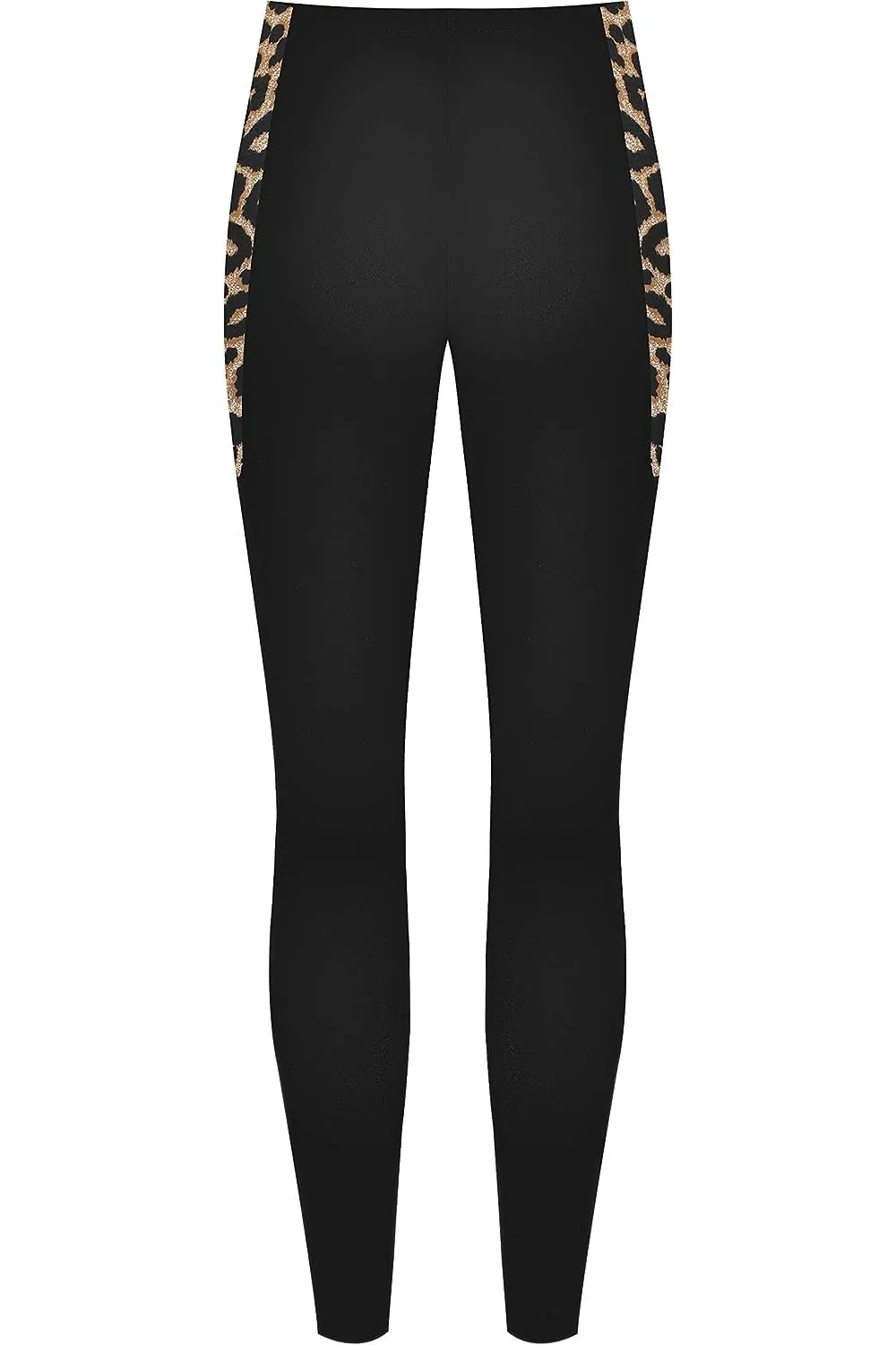Brown Leopard Print Side Stripe High Waist Leggings