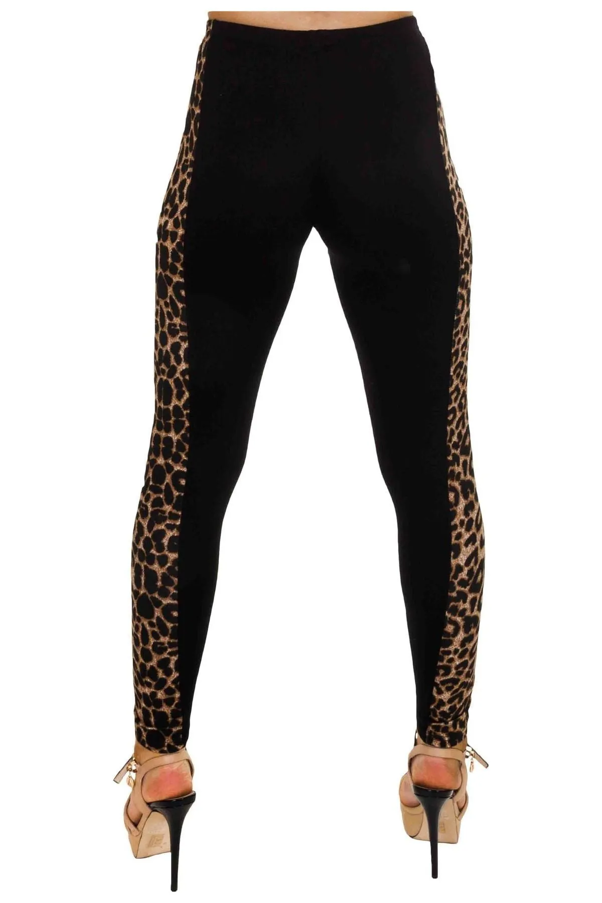 Brown Leopard Print Side Stripe High Waist Leggings