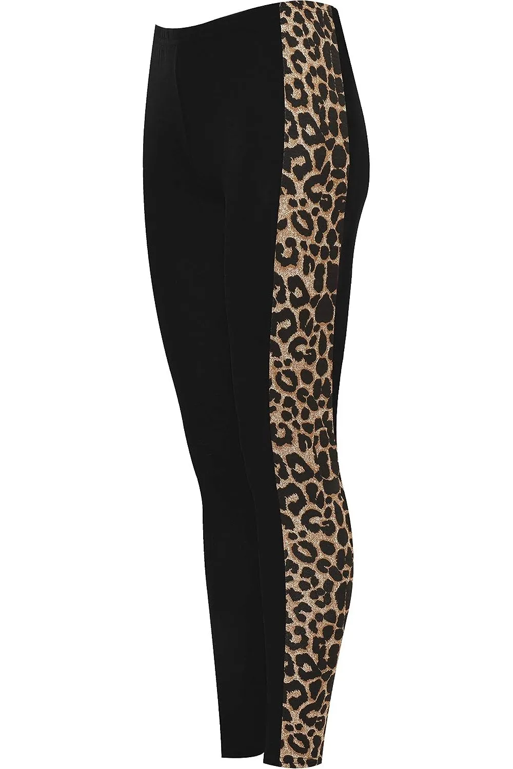 Brown Leopard Print Side Stripe High Waist Leggings
