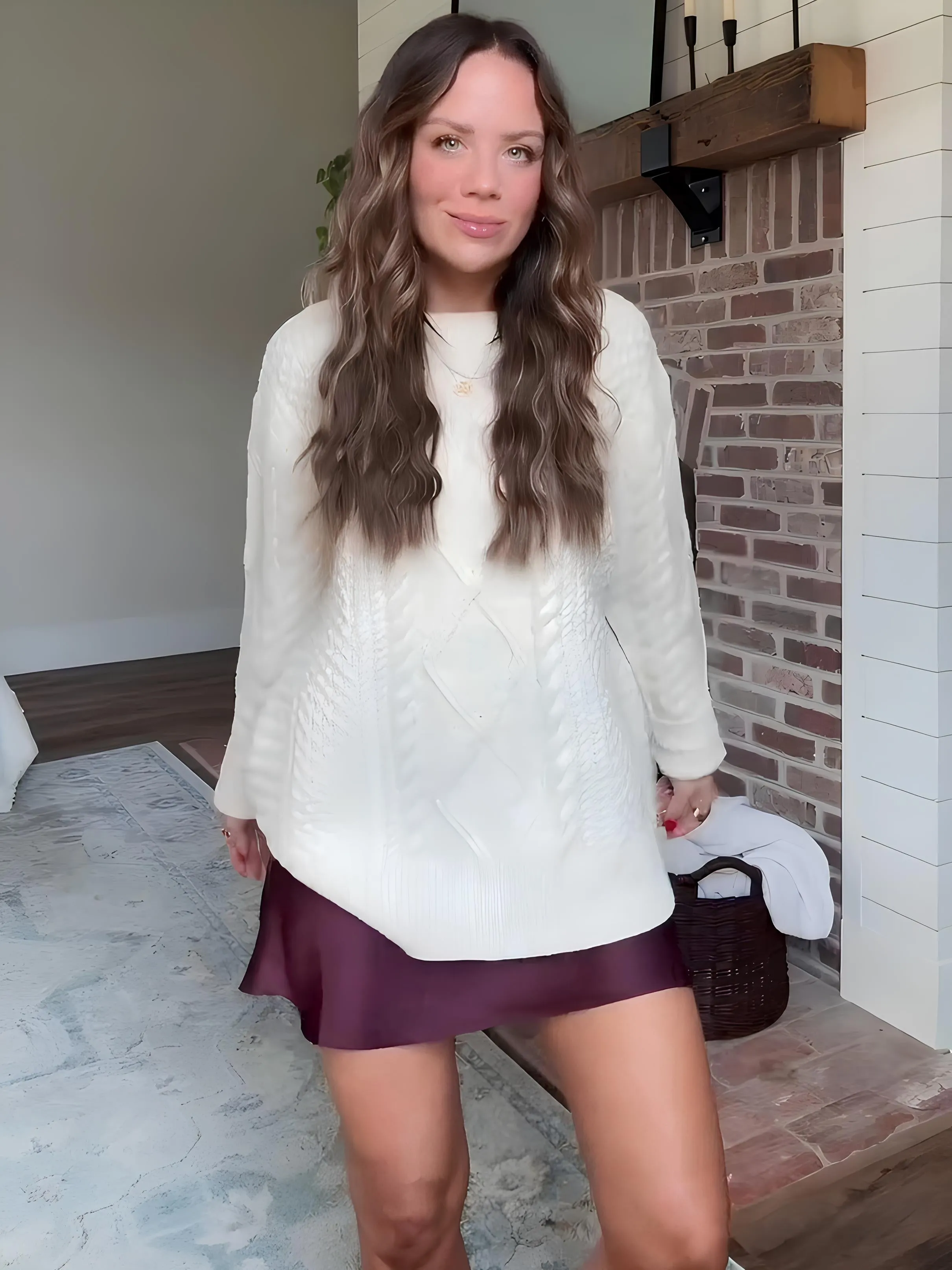 Burgundy Mini Skort & Cable Set