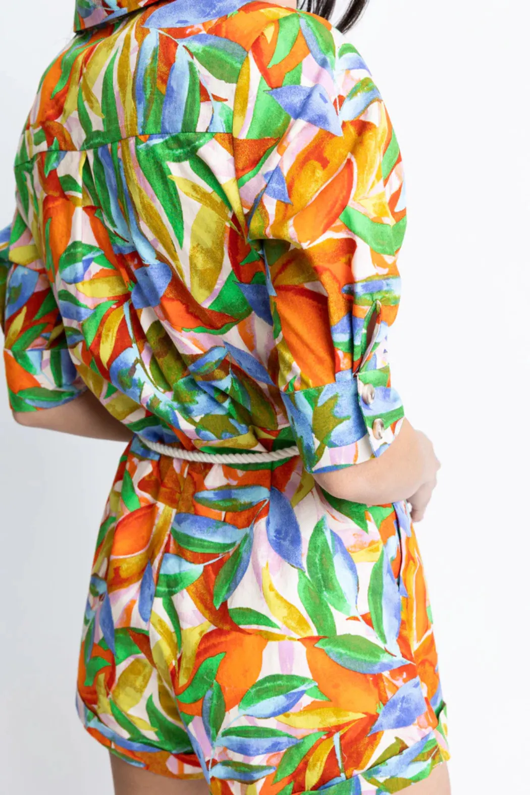 Button Down Belted Romper