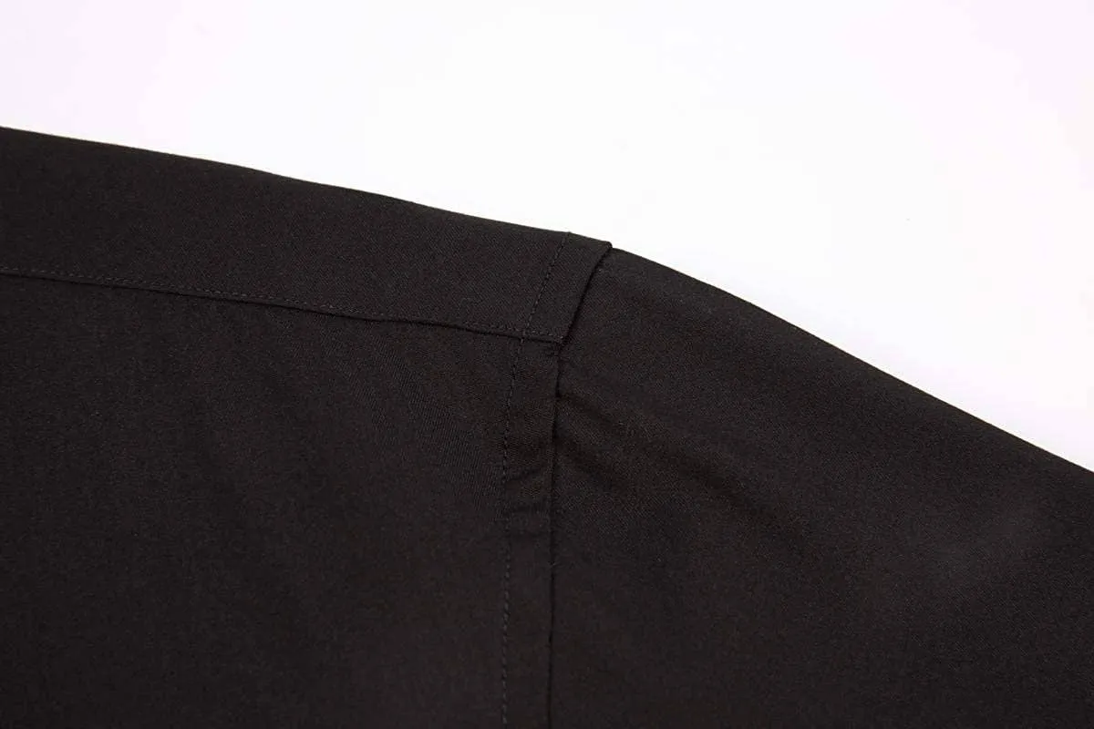Calvetti Mens Dress Shirts Wrinkle Free Regular Long Sleeve Shirts-BLACK