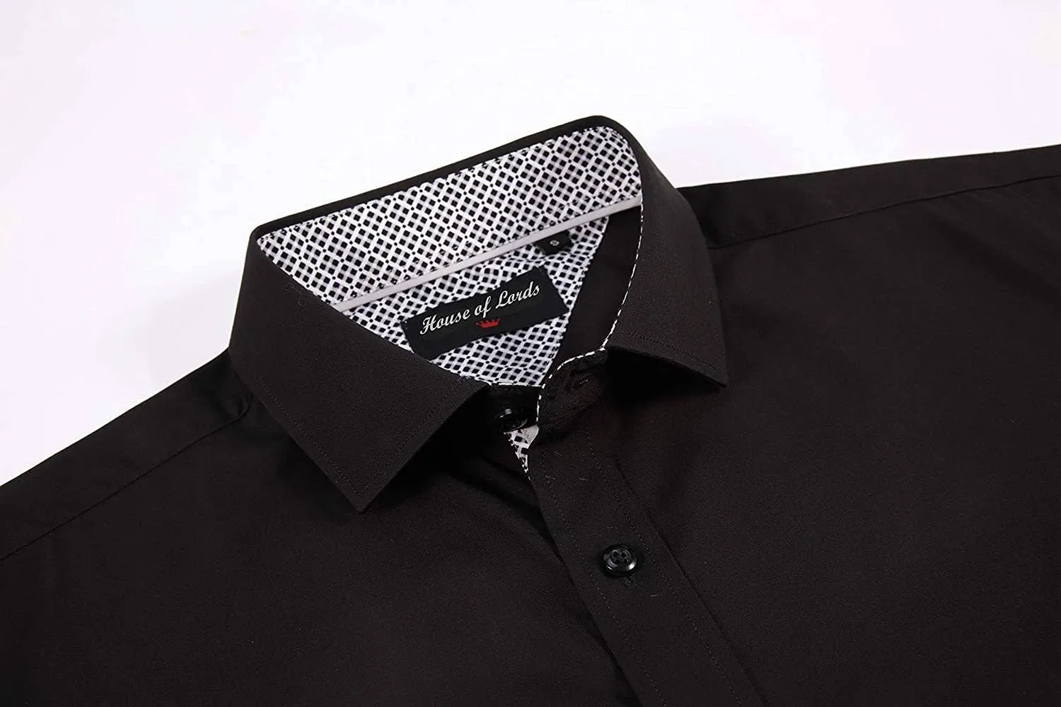 Calvetti Mens Dress Shirts Wrinkle Free Regular Long Sleeve Shirts-BLACK