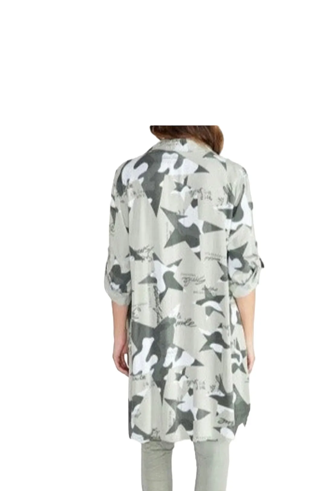 Camouflage Star Print Button Down Top