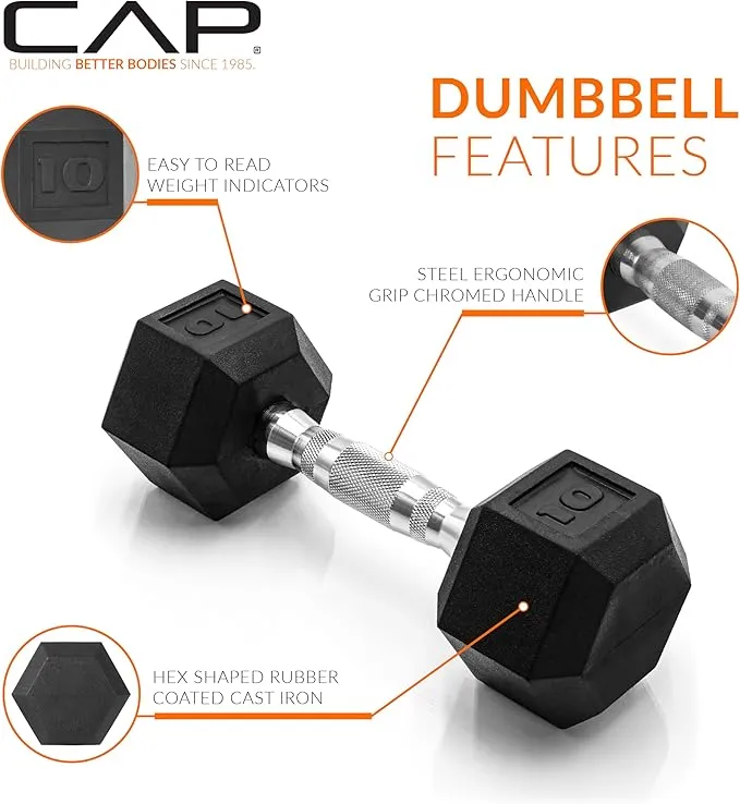 CAP Barbell 10 lb. Coated Dumbbell Weight | Multiple Options Pairs & Sets