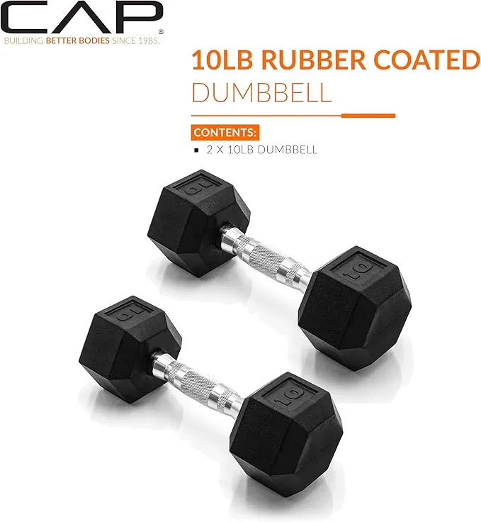 CAP Barbell 10 lb. Coated Dumbbell Weight | Multiple Options Pairs & Sets