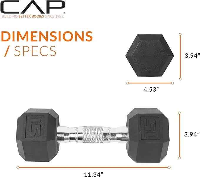 CAP Barbell 15 lb. Coated Dumbbell Weight | Multiple Options Pairs & Sets
