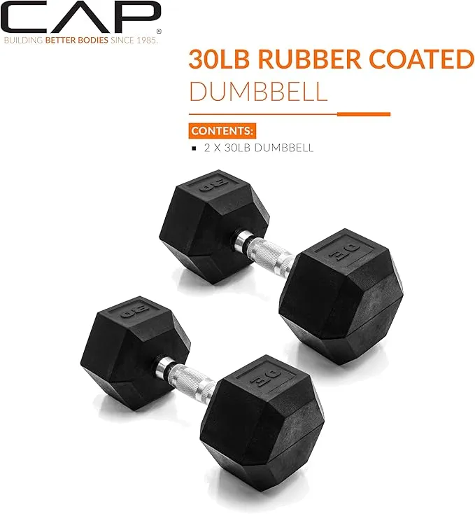 CAP Barbell 30 lb. Coated Dumbbell Weight | Multiple Options Pairs & Sets