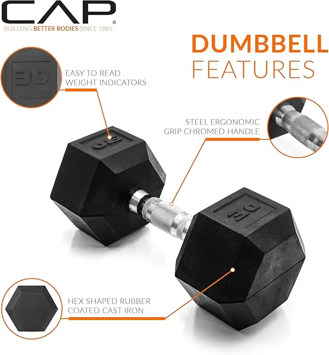 CAP Barbell 30 lb. Coated Dumbbell Weight | Multiple Options Pairs & Sets