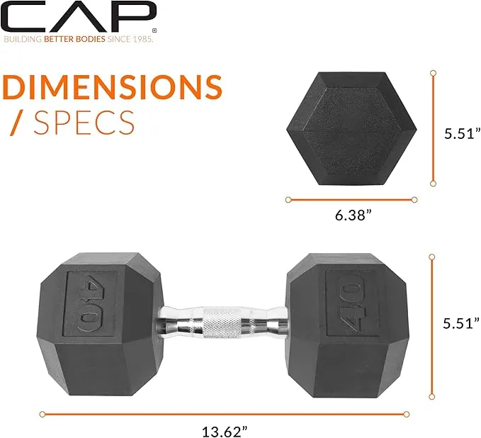 CAP Barbell 40 lb. Coated Dumbbell Weight | Multiple Options Pairs & Sets