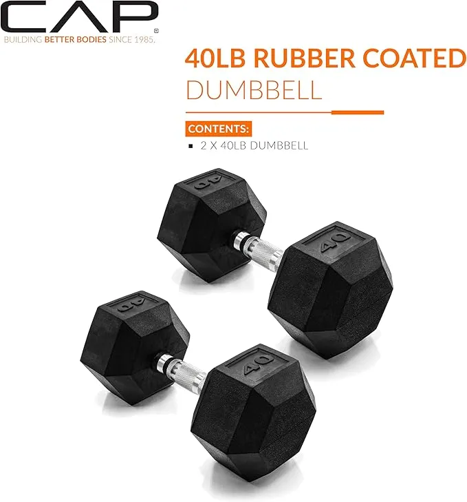 CAP Barbell 40 lb. Coated Dumbbell Weight | Multiple Options Pairs & Sets