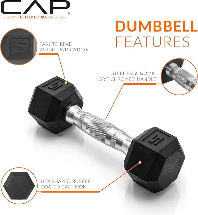 CAP Barbell 5 lb. Coated Dumbbell Weight | Multiple Options Pairs & Sets