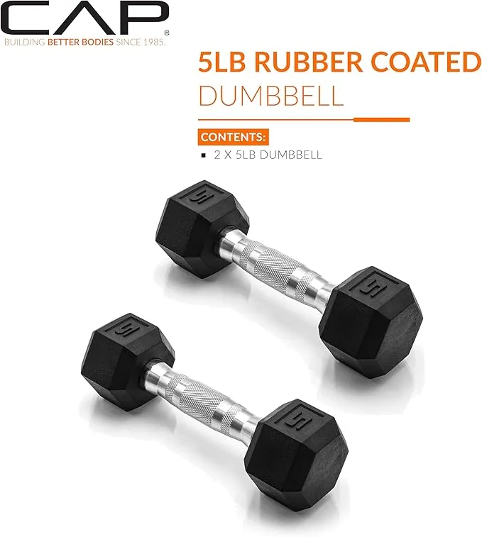 CAP Barbell 5 lb. Coated Dumbbell Weight | Multiple Options Pairs & Sets