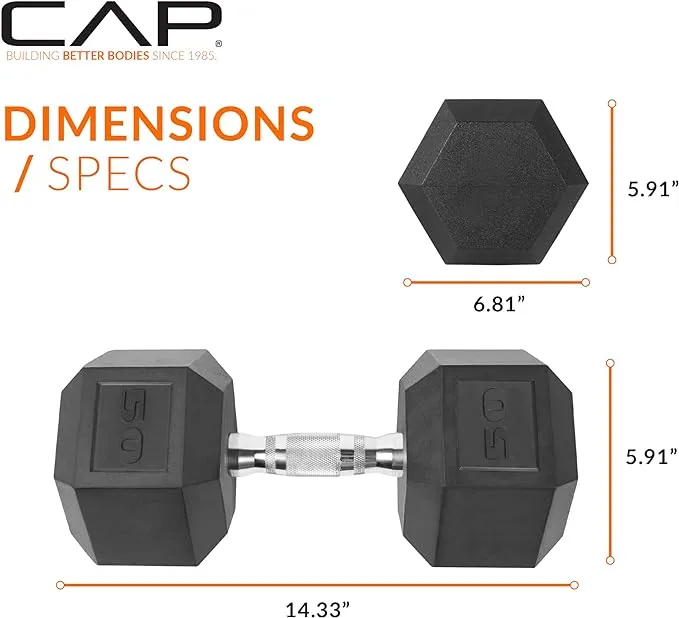 CAP Barbell 50 lb. Coated Dumbbell Weight | Multiple Options Pairs & Sets