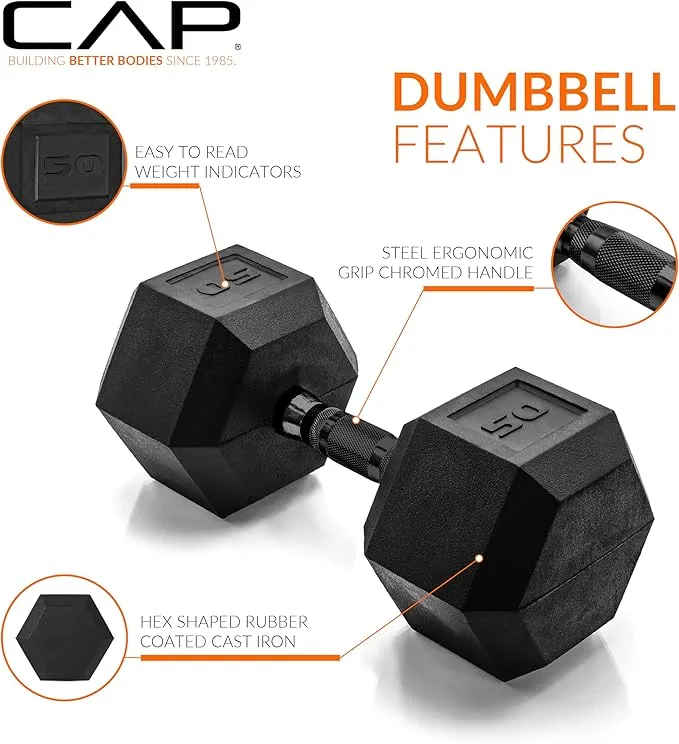 CAP Barbell 50 lb. Coated Dumbbell Weight | Multiple Options Pairs & Sets