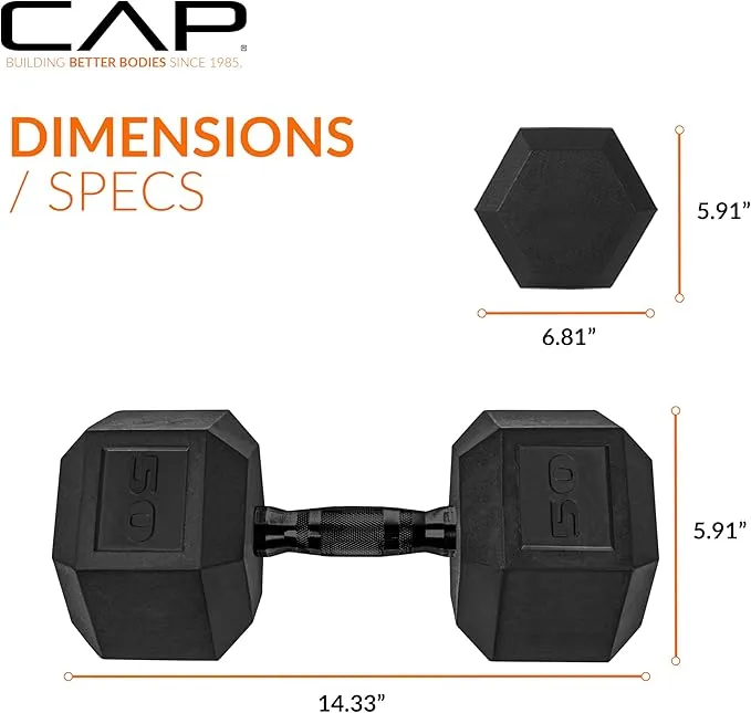 CAP Barbell 50 lb. Coated Dumbbell Weight | Multiple Options Pairs & Sets