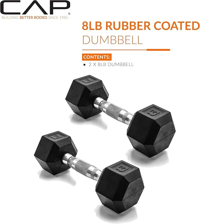 CAP Barbell 8 lb. Coated Dumbbell Weight | Multiple Options Pairs & Sets