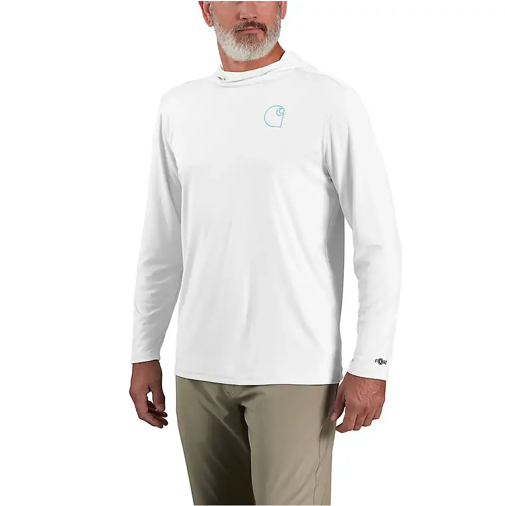 Carhartt Men's Force Sun Defender Lightweight Long-Sleeve Hooded Logo Graphic T-Shirt - SALE