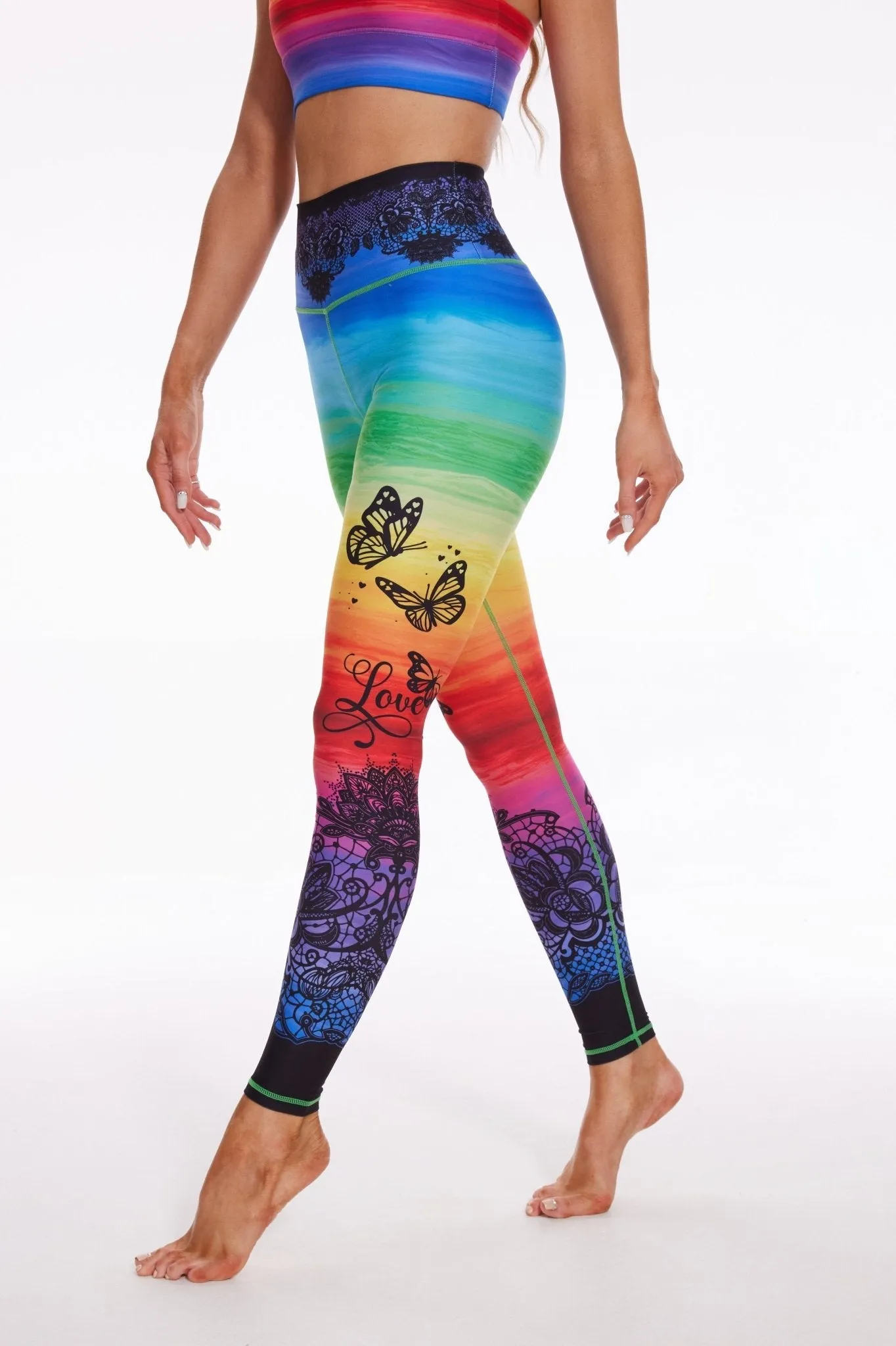 Celestial Bloom: Rainbow Love Leggings