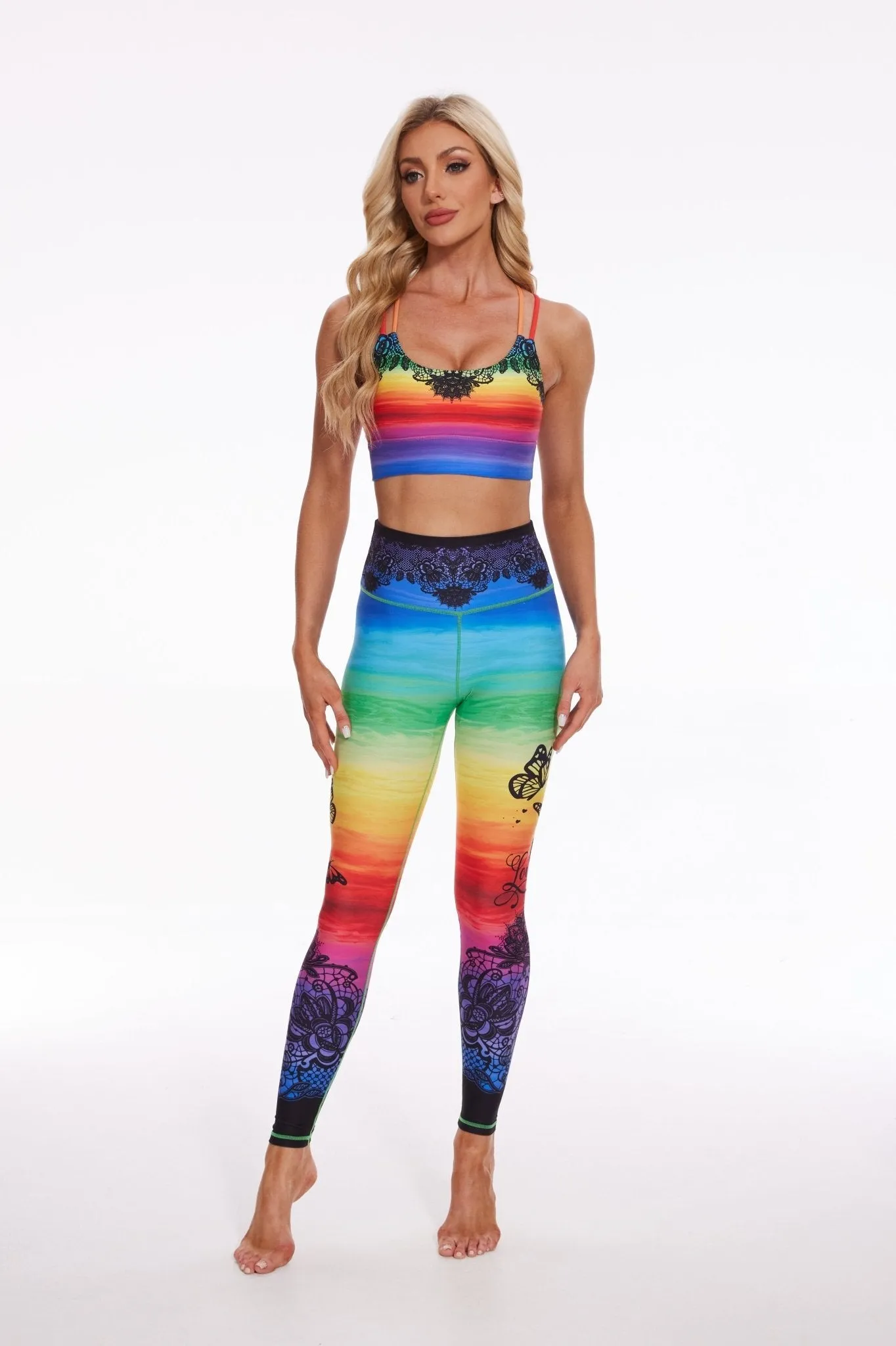 Celestial Bloom: Rainbow Love Leggings