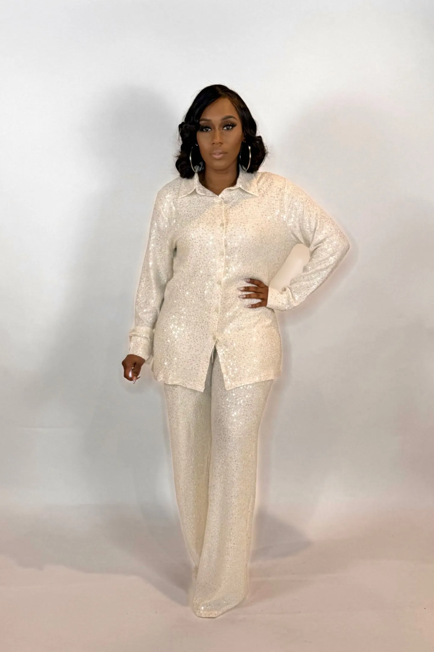 CHAMPAGNE SEQUIN PANT SET